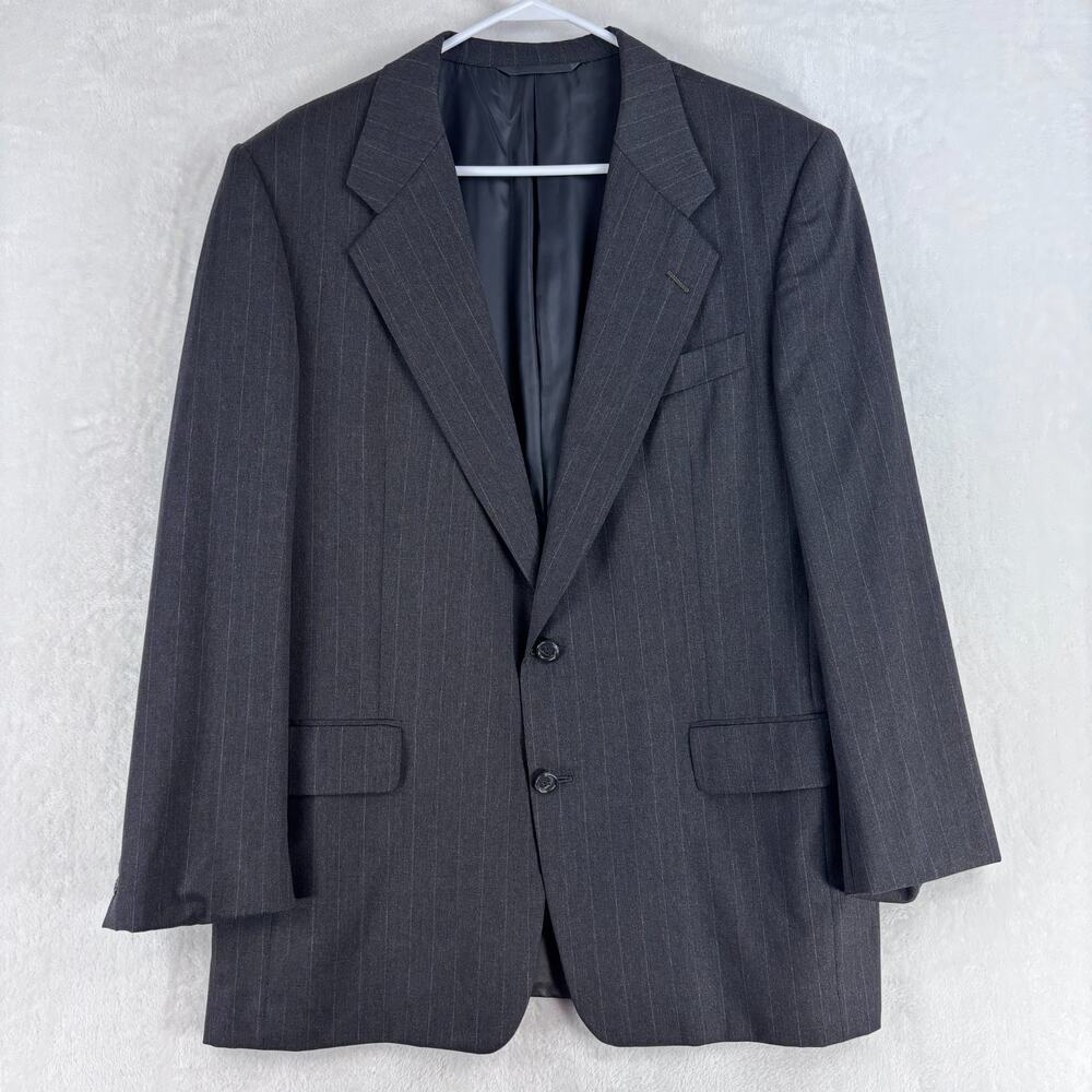 Hickey Freeman Blazer Mens 42 Reg Gray Pin Stiped Wool Sport Coat Jacket